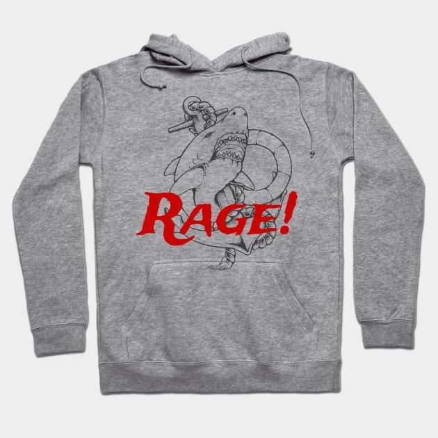 Rage Shark Hoodie by RadCoolguy